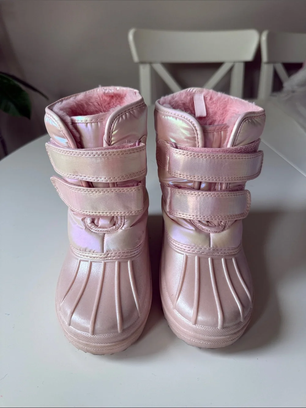 The Children's Place Pink Iridescent Kids' Rain & Snow Boots with Double Straps